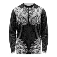 New Zealand Ta Moko Long Sleeve Shirt Aotearoa Maori Chest Tattoo Black LT14 Unisex Black - Polynesian Pride