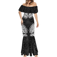 New Zealand Ta Moko Mermaid Dress Aotearoa Maori Chest Tattoo Black LT14 - Polynesian Pride