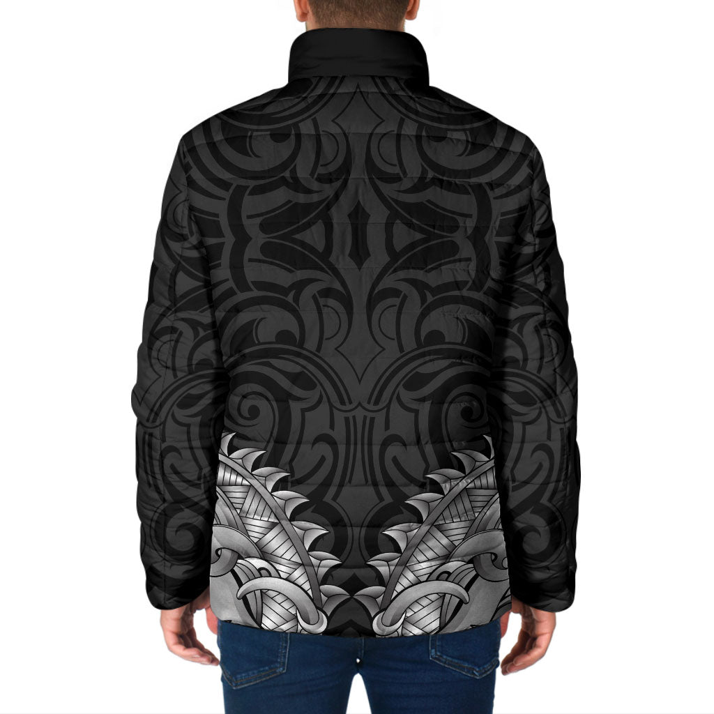 New Zealand Ta Moko Padded Jacket Aotearoa Maori Chest Tattoo Black LT14 - Polynesian Pride