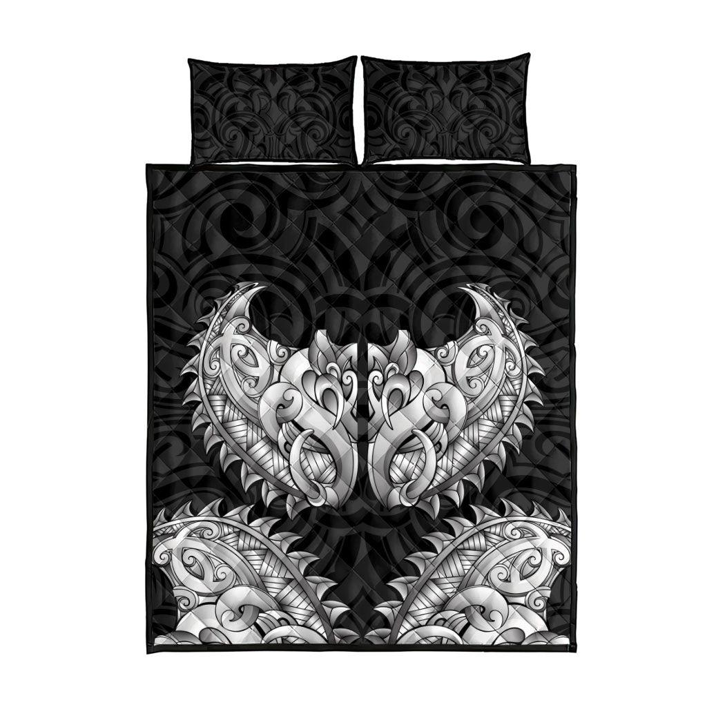 New Zealand Ta Moko Quilt Bed Set Aotearoa Maori Chest Tattoo Black LT14 - Polynesian Pride