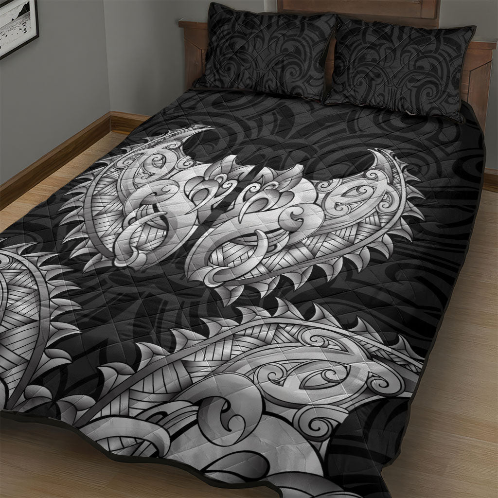 New Zealand Ta Moko Quilt Bed Set Aotearoa Maori Chest Tattoo Black LT14 - Polynesian Pride