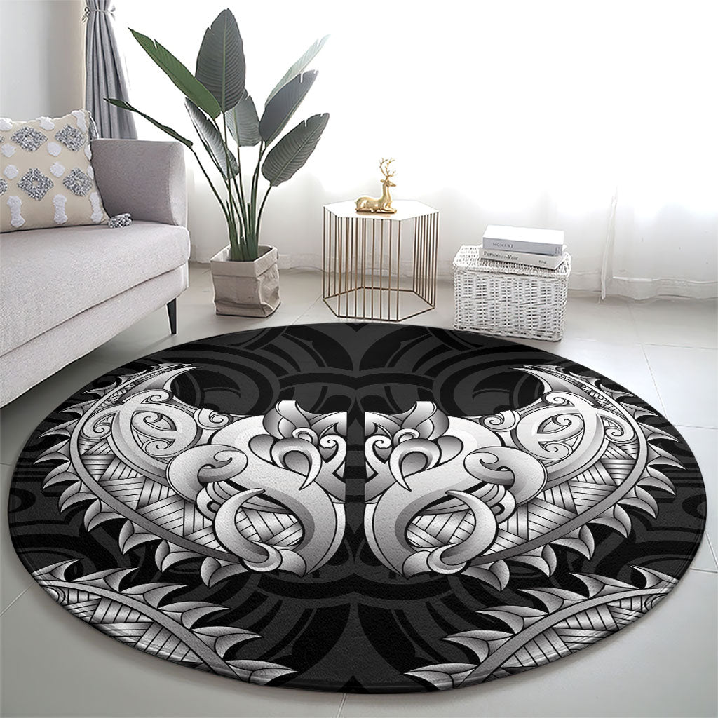 New Zealand Ta Moko Round Carpet Aotearoa Maori Chest Tattoo Black LT14 - Polynesian Pride