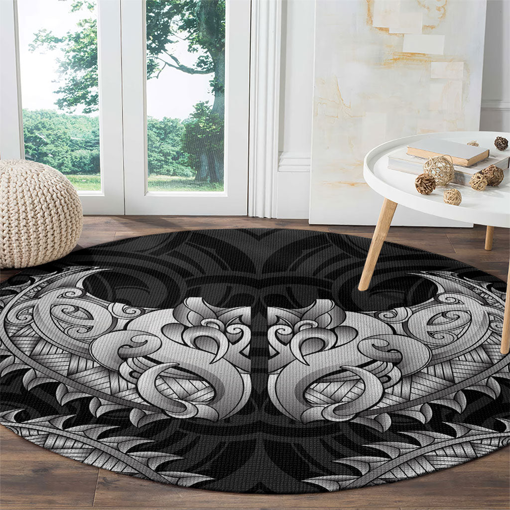 New Zealand Ta Moko Round Carpet Aotearoa Maori Chest Tattoo Black LT14 - Polynesian Pride