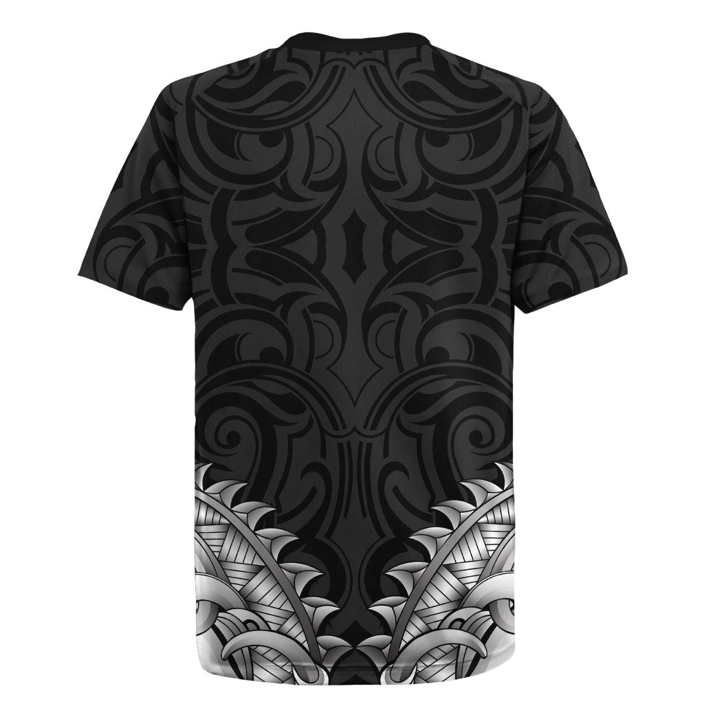 New Zealand Ta Moko Rugby Jersey Aotearoa Maori Chest Tattoo Black LT14 - Polynesian Pride