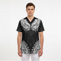 New Zealand Ta Moko Scrub Top Aotearoa Maori Chest Tattoo Black LT14 - Polynesian Pride
