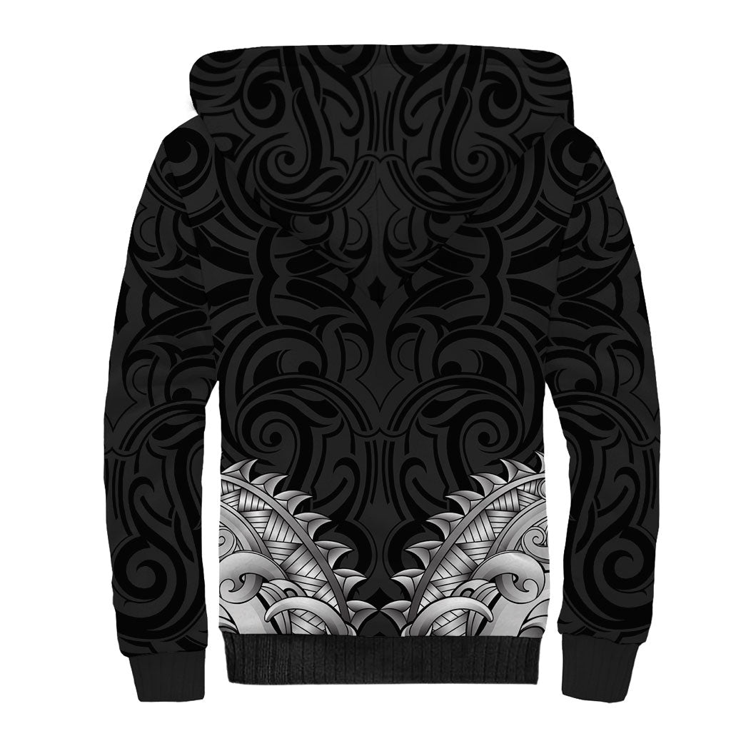 New Zealand Ta Moko Sherpa Hoodie Aotearoa Maori Chest Tattoo Black LT14 - Polynesian Pride