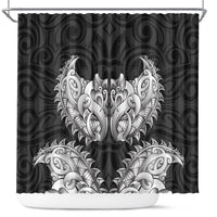 New Zealand Ta Moko Shower Curtain Aotearoa Maori Chest Tattoo Black LT14 Black - Polynesian Pride
