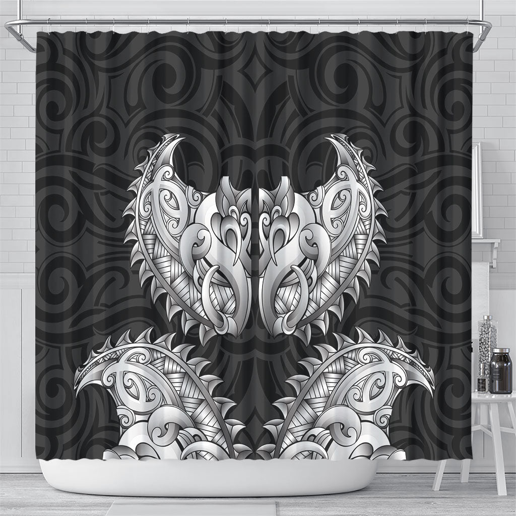 New Zealand Ta Moko Shower Curtain Aotearoa Maori Chest Tattoo Black LT14 - Polynesian Pride