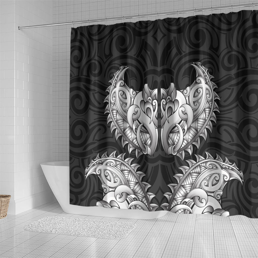 New Zealand Ta Moko Shower Curtain Aotearoa Maori Chest Tattoo Black LT14 - Polynesian Pride