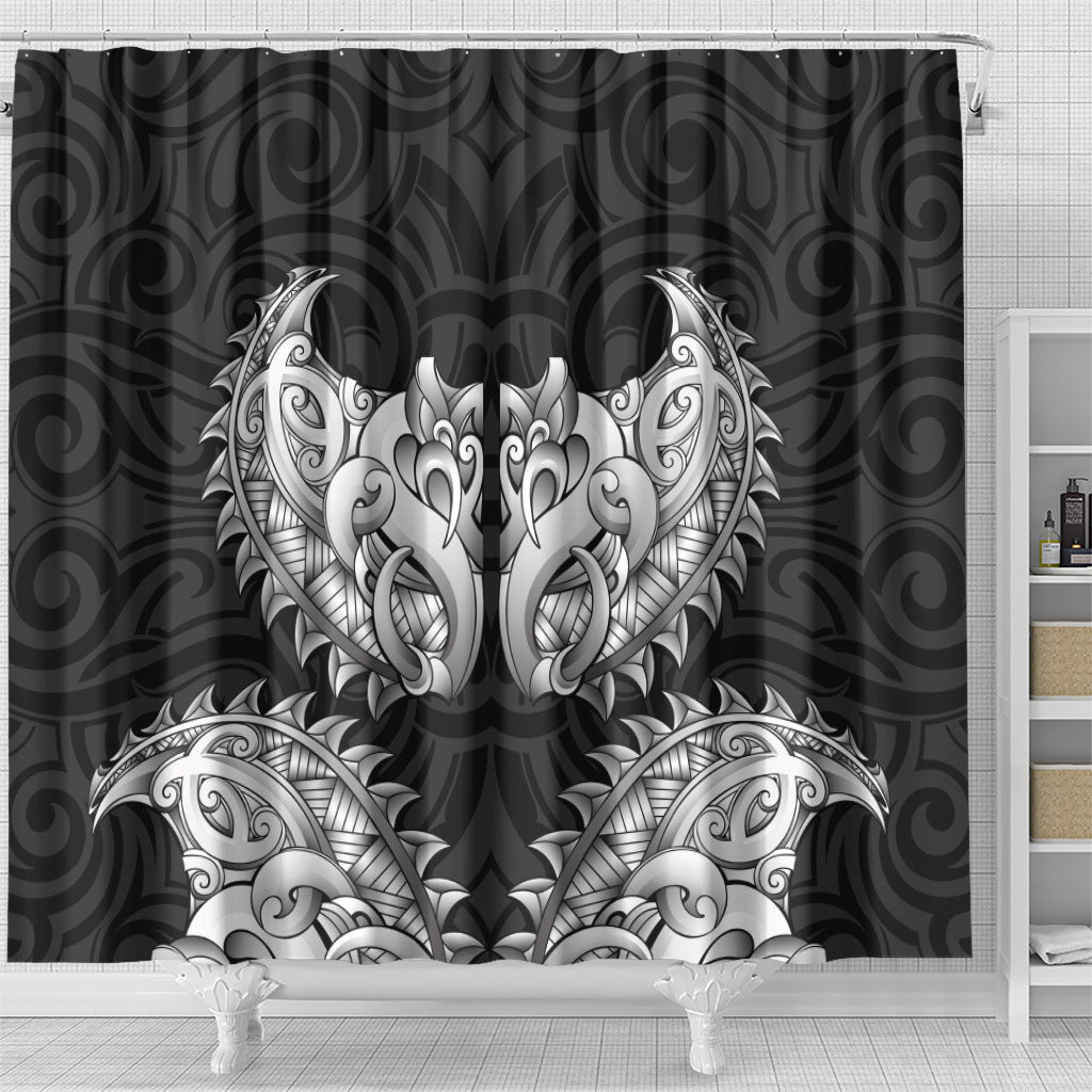 New Zealand Ta Moko Shower Curtain Aotearoa Maori Chest Tattoo Black LT14 - Polynesian Pride