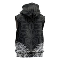 New Zealand Ta Moko Sleeveless Hoodie Aotearoa Maori Chest Tattoo Black LT14 - Polynesian Pride