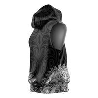 New Zealand Ta Moko Sleeveless Hoodie Aotearoa Maori Chest Tattoo Black LT14 - Polynesian Pride