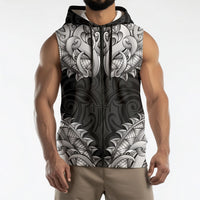 New Zealand Ta Moko Sleeveless Zip Hoodie Aotearoa Maori Chest Tattoo Black LT14 - Polynesian Pride