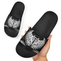 New Zealand Ta Moko Slide Sandals Aotearoa Maori Chest Tattoo Black LT14 - Polynesian Pride