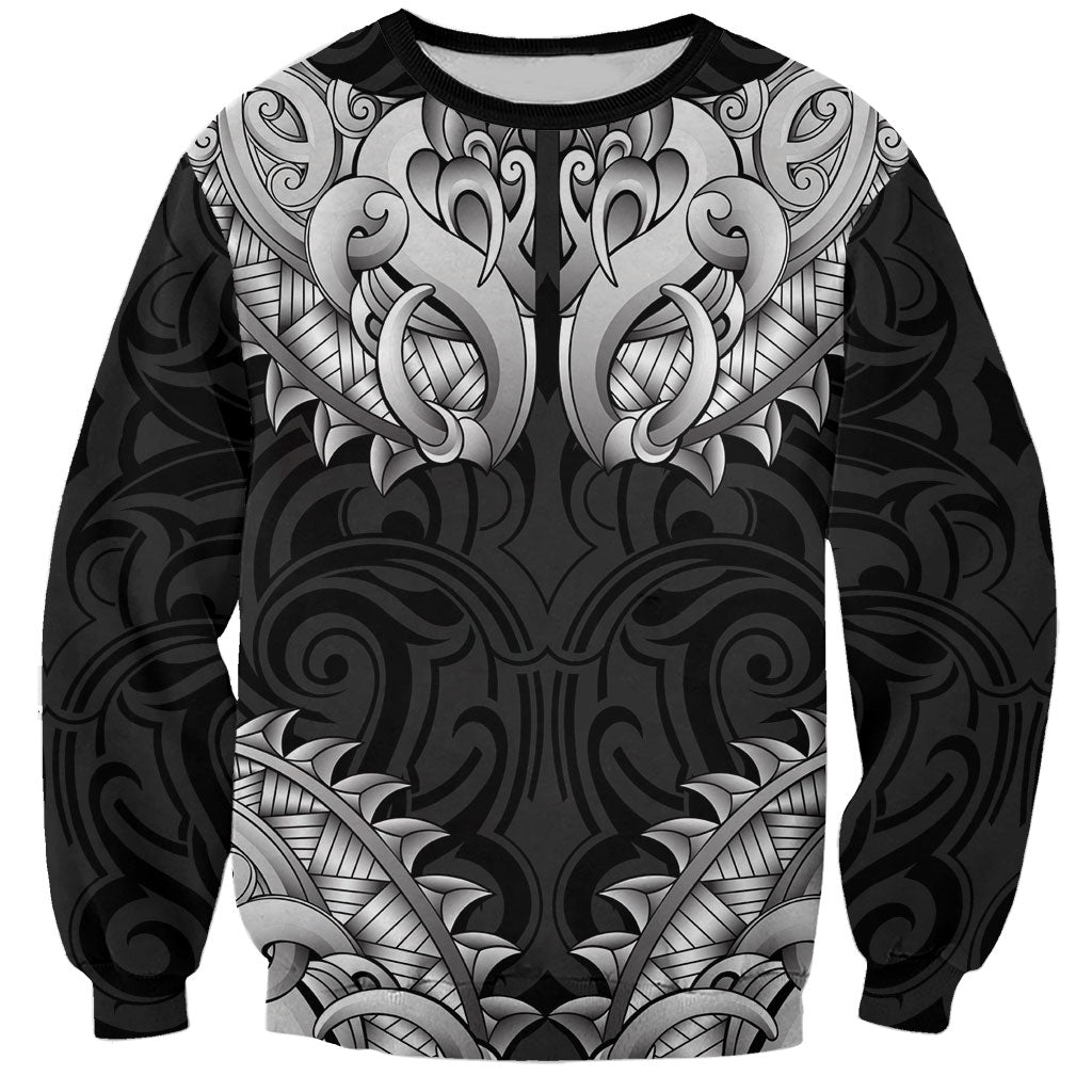 New Zealand Ta Moko Sweatshirt Aotearoa Maori Chest Tattoo Black LT14 Unisex Black - Polynesian Pride