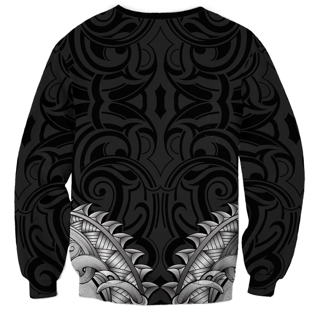New Zealand Ta Moko Sweatshirt Aotearoa Maori Chest Tattoo Black LT14 - Polynesian Pride