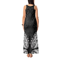 New Zealand Ta Moko Tank Maxi Dress Aotearoa Maori Chest Tattoo Black LT14 - Polynesian Pride