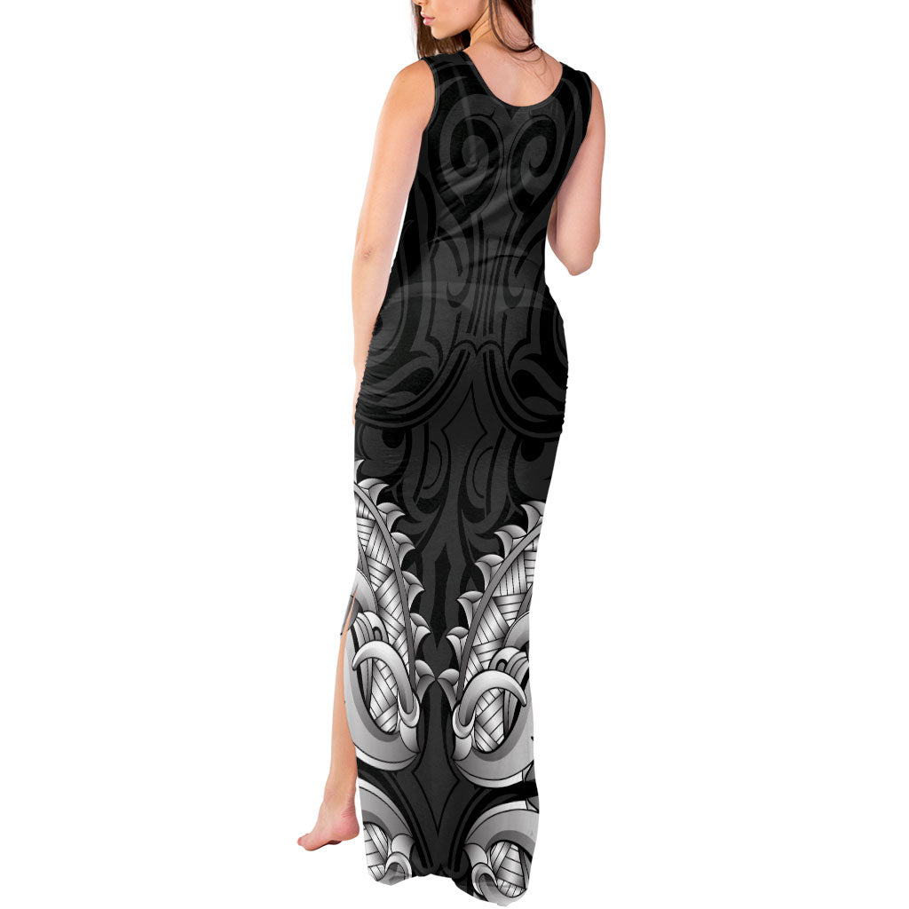 New Zealand Ta Moko Tank Maxi Dress Aotearoa Maori Chest Tattoo Black LT14 - Polynesian Pride