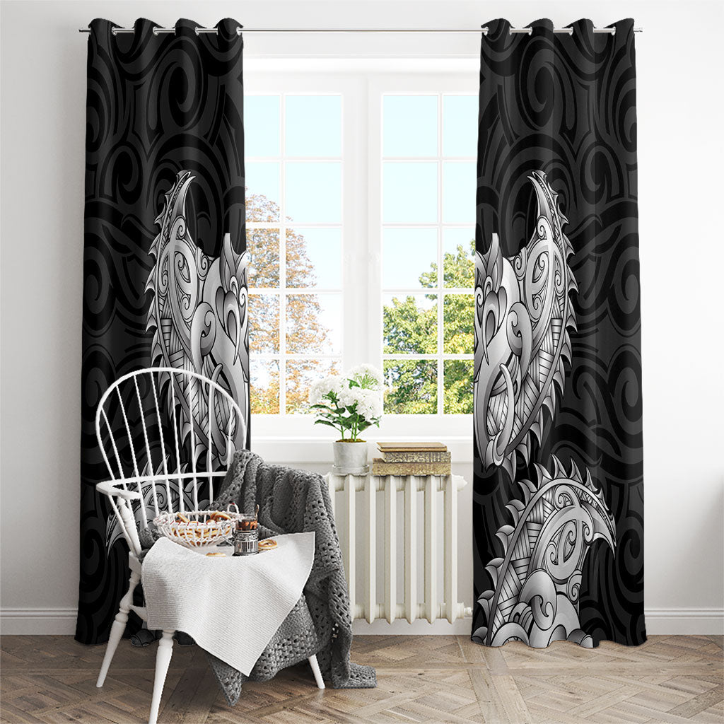 New Zealand Ta Moko Window Curtain Aotearoa Maori Chest Tattoo Black LT14 - Polynesian Pride