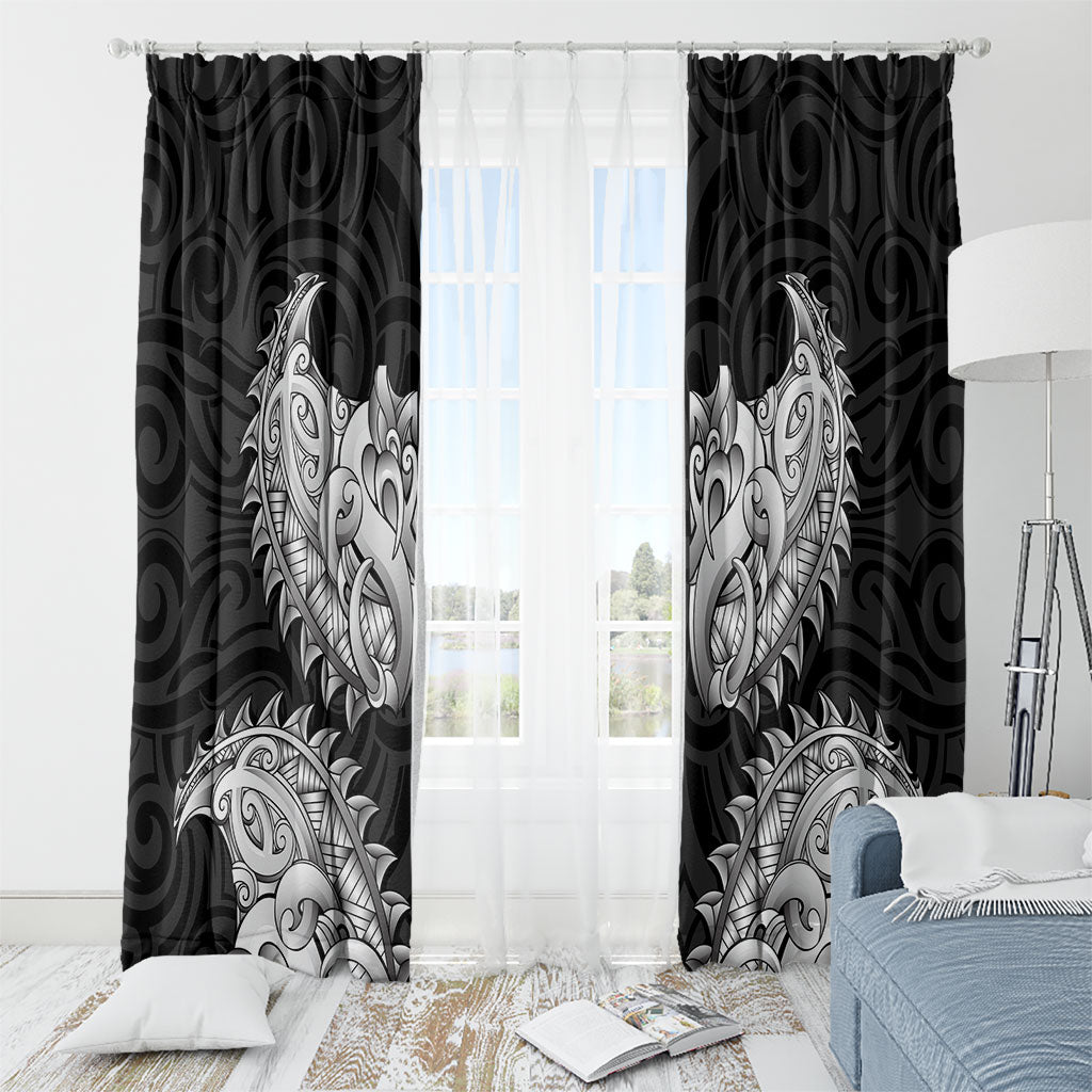 New Zealand Ta Moko Window Curtain Aotearoa Maori Chest Tattoo Black LT14 - Polynesian Pride