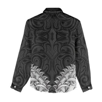 New Zealand Ta Moko Women Casual Shirt Aotearoa Maori Chest Tattoo Black LT14 - Polynesian Pride