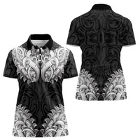 New Zealand Ta Moko Women Polo Shirt Aotearoa Maori Chest Tattoo Black LT14 - Polynesian Pride
