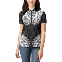 New Zealand Ta Moko Women Polo Shirt Aotearoa Maori Chest Tattoo Black LT14 - Polynesian Pride