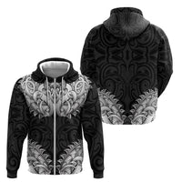 New Zealand Ta Moko Zip Hoodie Aotearoa Maori Chest Tattoo Black LT14 - Polynesian Pride