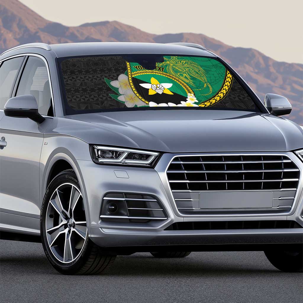 Personalised PNG Enga Provins Auto Sun Shade Papua New Guinea Plumeria Melanesian Pattern - Polynesian Pride