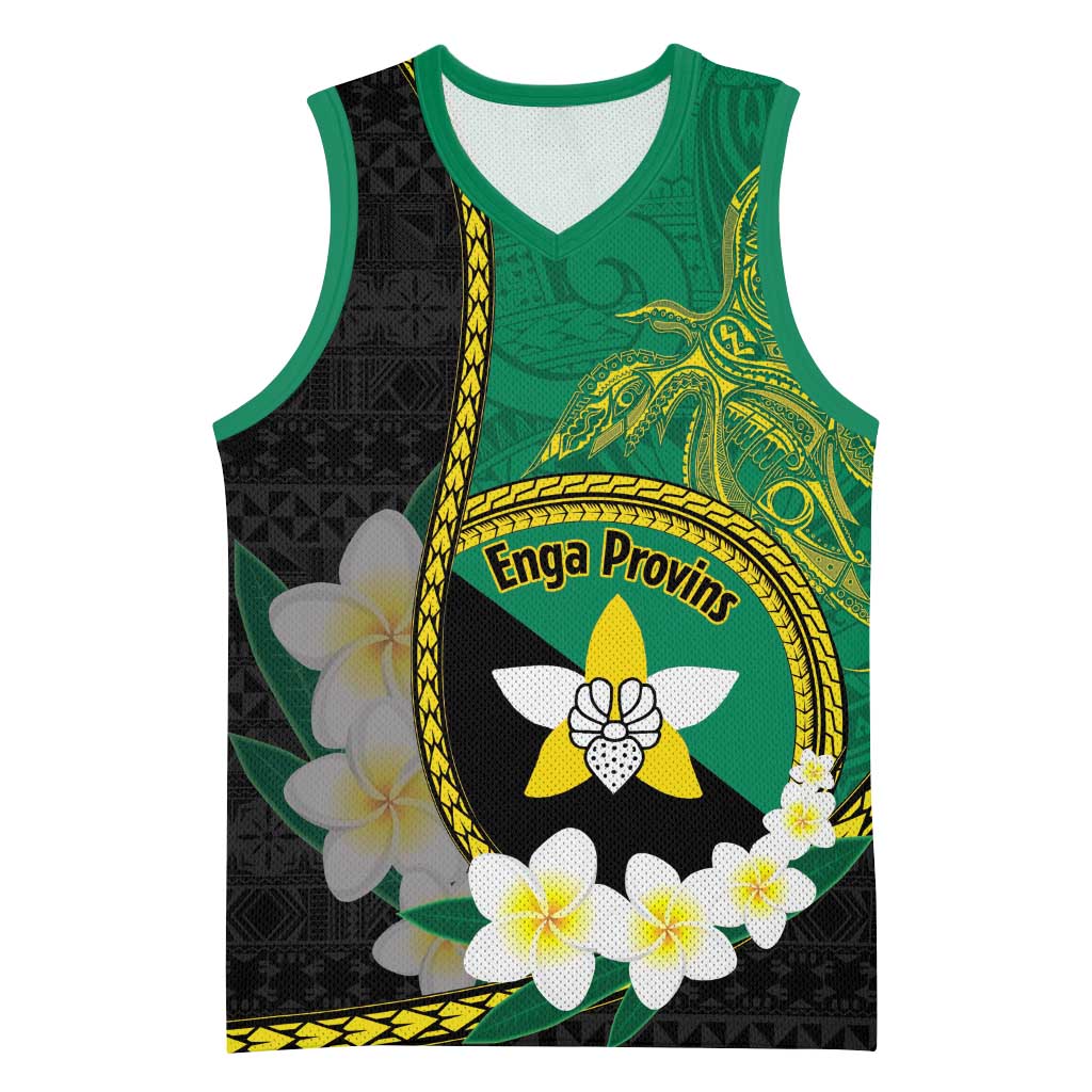 Personalised PNG Enga Provins Basketball Jersey Papua New Guinea Plumeria Melanesian Pattern - Polynesian Pride