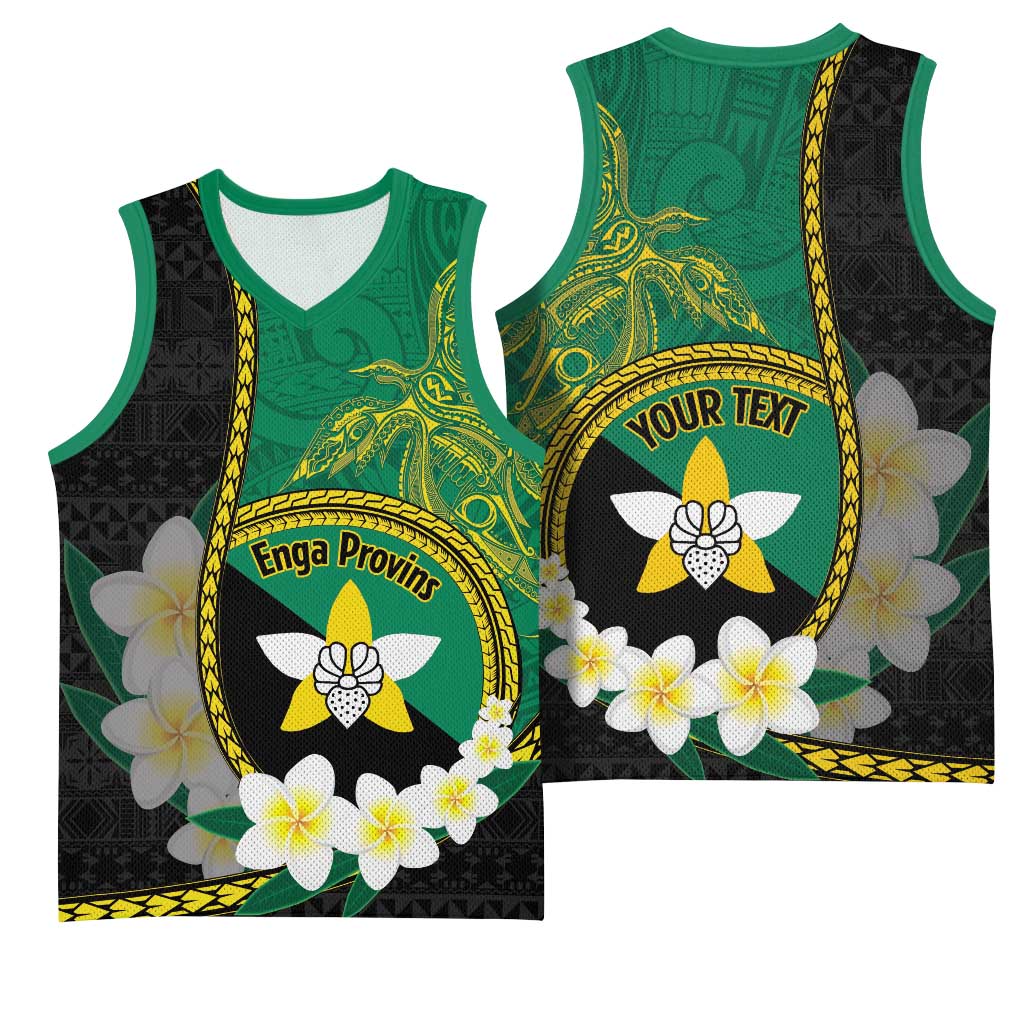 Personalised PNG Enga Provins Basketball Jersey Papua New Guinea Plumeria Melanesian Pattern - Polynesian Pride