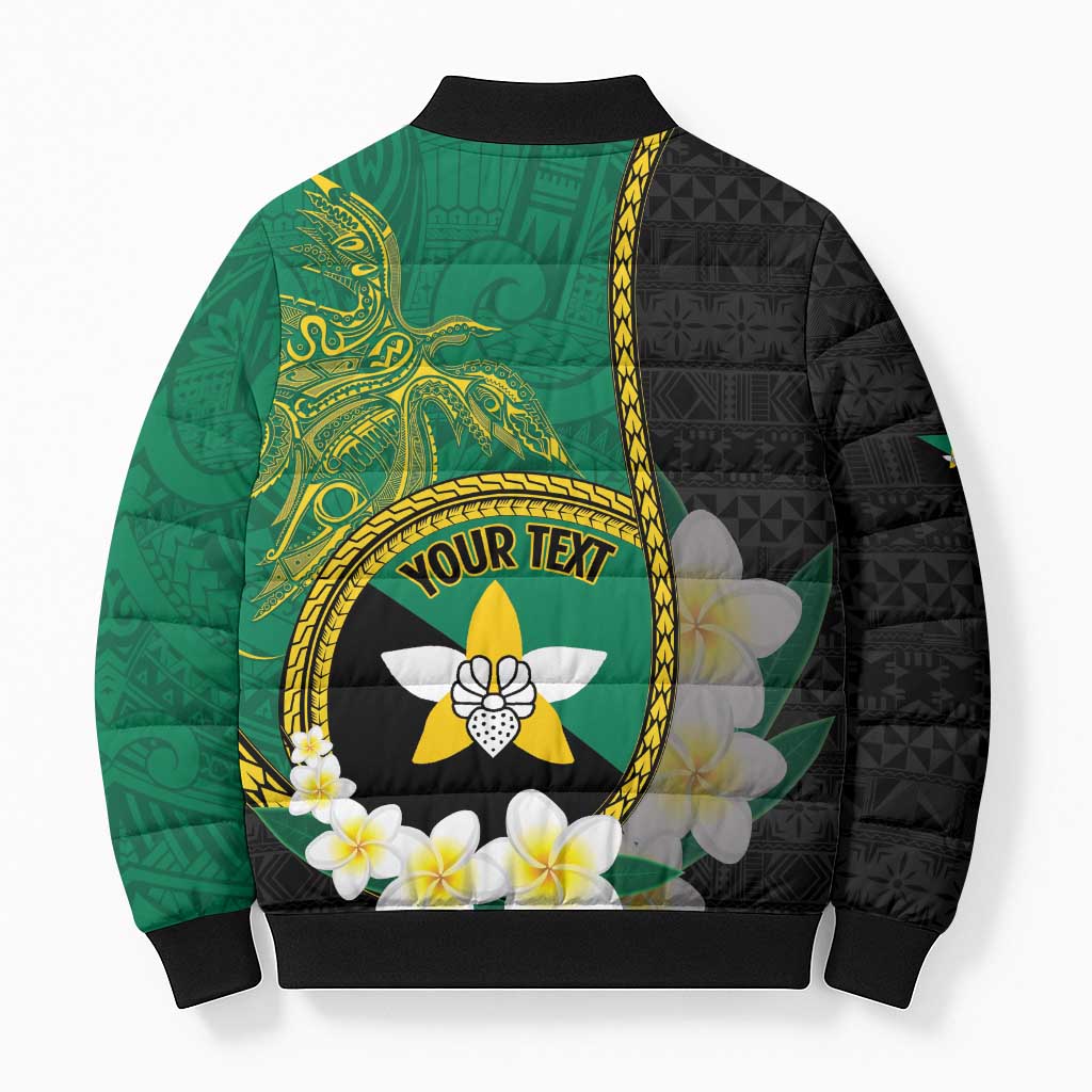 Personalised PNG Enga Provins Bomber Puffer Jacket Papua New Guinea Plumeria Melanesian Pattern - Polynesian Pride