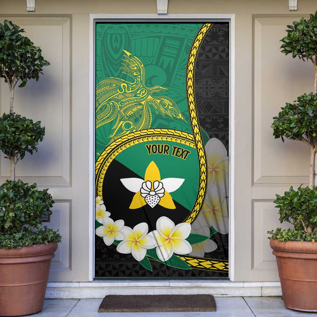 Personalised PNG Enga Provins Door Cover Papua New Guinea Plumeria Melanesian Pattern - Polynesian Pride