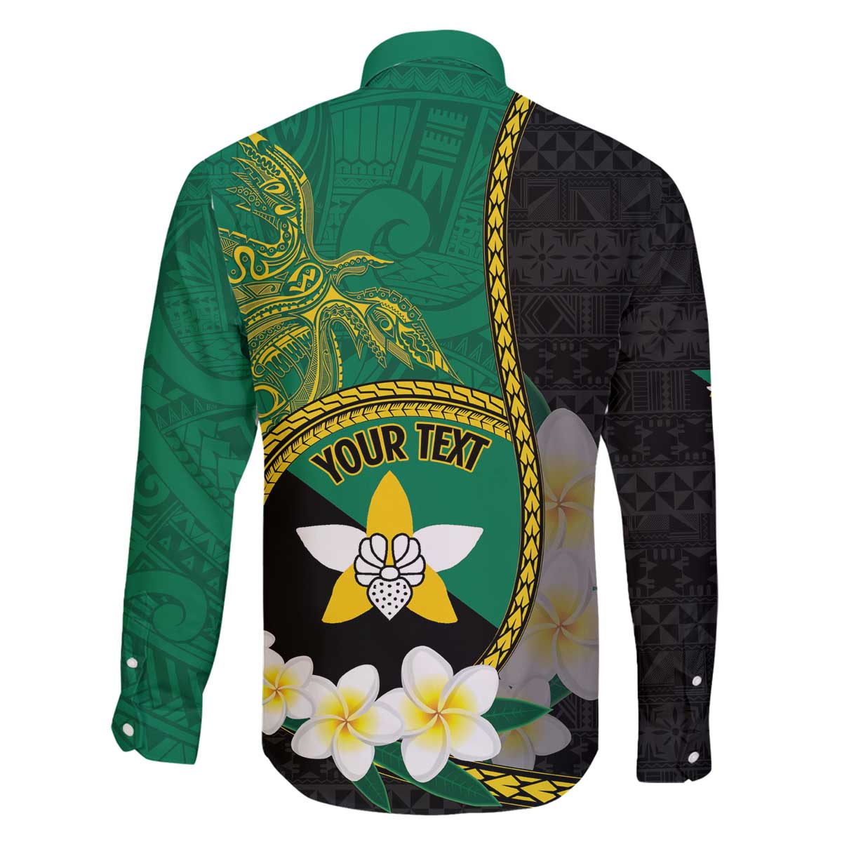 Personalised PNG Enga Provins Family Matching Off The Shoulder Long Sleeve Dress and Hawaiian Shirt Papua New Guinea Plumeria Melanesian Pattern - Polynesian Pride