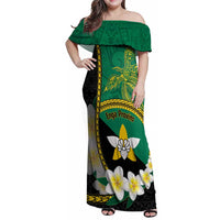 Personalised PNG Enga Provins Family Matching Off Shoulder Maxi Dress and Hawaiian Shirt Papua New Guinea Plumeria Melanesian Pattern - Polynesian Pride