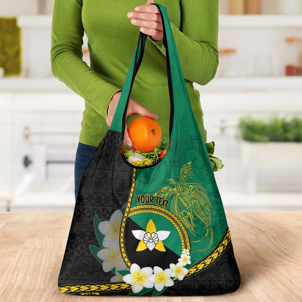 Personalised PNG Enga Provins Grocery Bag Papua New Guinea Plumeria Melanesian Pattern - Polynesian Pride