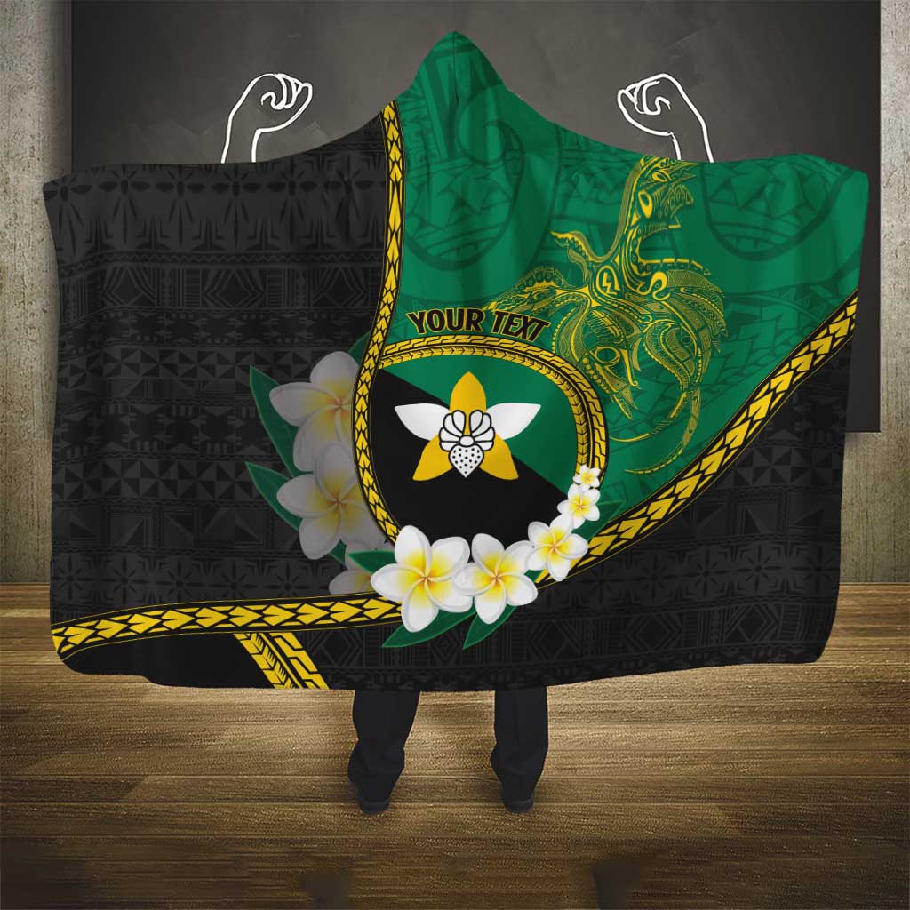 Personalised PNG Enga Provins Hooded Blanket Papua New Guinea Plumeria Melanesian Pattern - Polynesian Pride