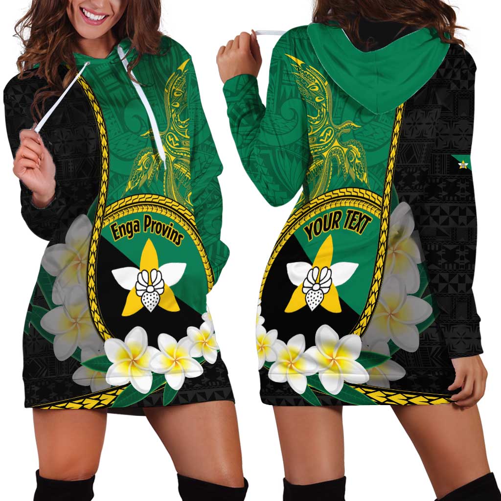 Personalised PNG Enga Provins Hoodie Dress Papua New Guinea Plumeria Melanesian Pattern - Polynesian Pride
