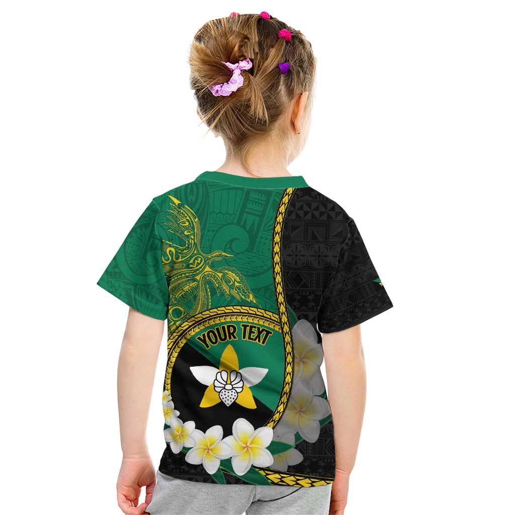 Personalised PNG Enga Provins Kid T Shirt Papua New Guinea Plumeria Melanesian Pattern - Polynesian Pride
