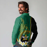 Personalised PNG Enga Provins Long Sleeve Polo Shirt Papua New Guinea Plumeria Melanesian Pattern - Polynesian Pride