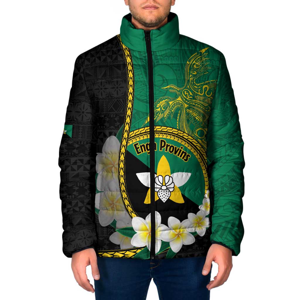 Personalised PNG Enga Provins Padded Jacket Papua New Guinea Plumeria Melanesian Pattern - Polynesian Pride