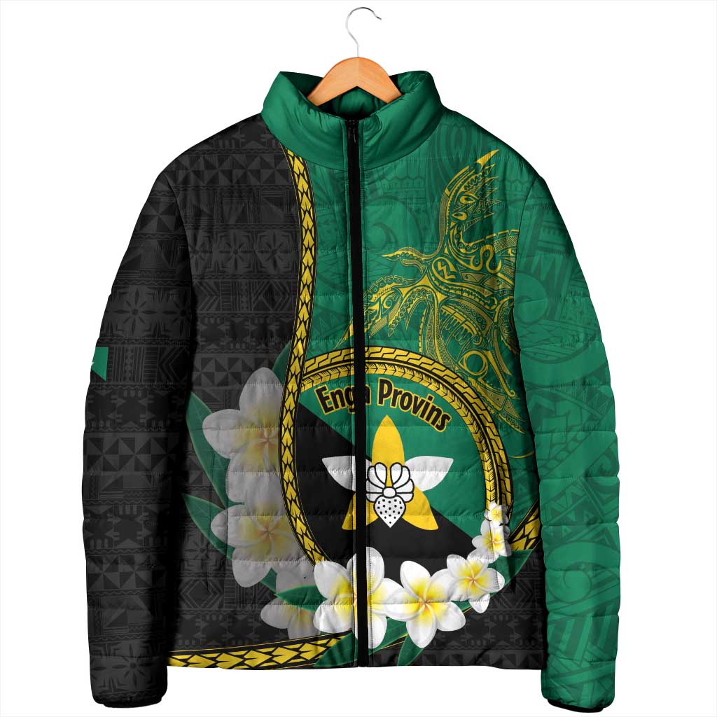 Personalised PNG Enga Provins Padded Jacket Papua New Guinea Plumeria Melanesian Pattern - Polynesian Pride
