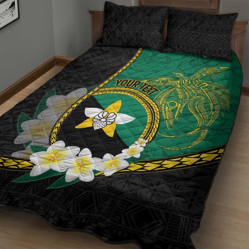 Personalised PNG Enga Provins Quilt Bed Set Papua New Guinea Plumeria Melanesian Pattern - Polynesian Pride