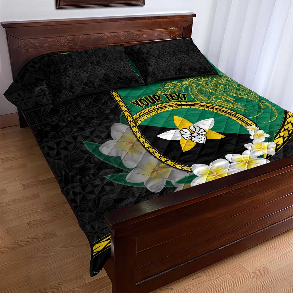 Personalised PNG Enga Provins Quilt Bed Set Papua New Guinea Plumeria Melanesian Pattern - Polynesian Pride