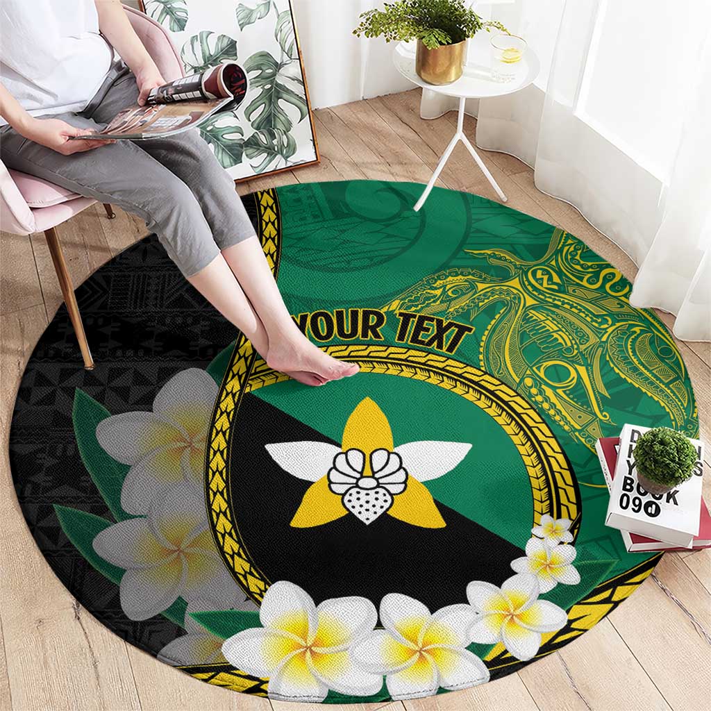 Personalised PNG Enga Provins Round Carpet Papua New Guinea Plumeria Melanesian Pattern - Polynesian Pride
