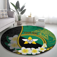 Personalised PNG Enga Provins Round Carpet Papua New Guinea Plumeria Melanesian Pattern - Polynesian Pride
