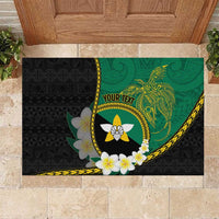 Personalised PNG Enga Provins Rubber Doormat Papua New Guinea Plumeria Melanesian Pattern - Polynesian Pride