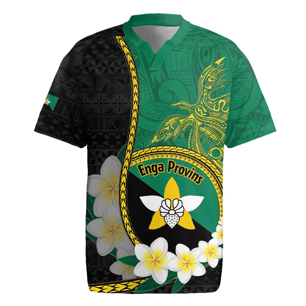 Personalised PNG Enga Provins Rugby Jersey Papua New Guinea Plumeria Melanesian Pattern - Polynesian Pride
