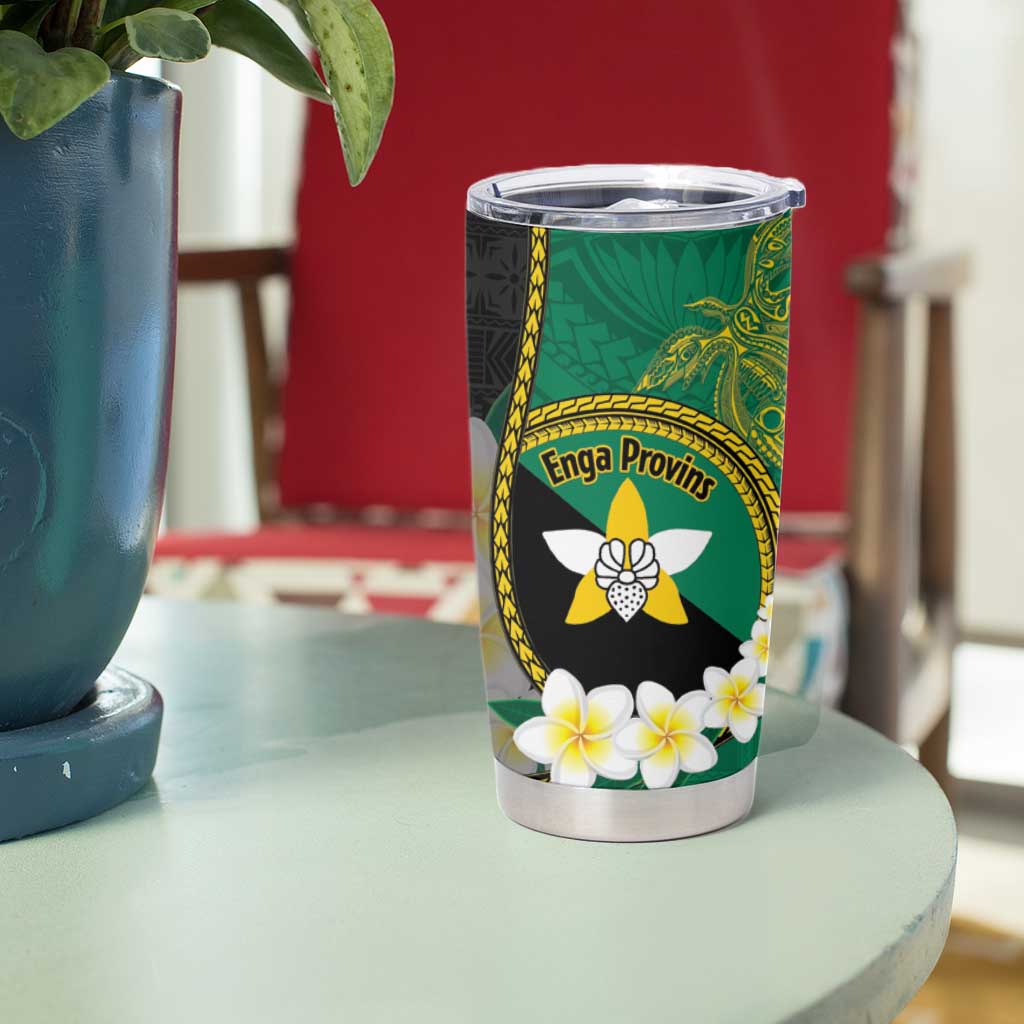 Personalised PNG Enga Provins Tumbler Cup Papua New Guinea Plumeria Melanesian Pattern - Polynesian Pride