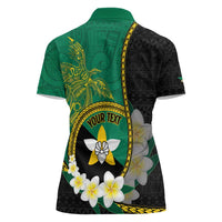 Personalised PNG Enga Provins Women Polo Shirt Papua New Guinea Plumeria Melanesian Pattern - Polynesian Pride